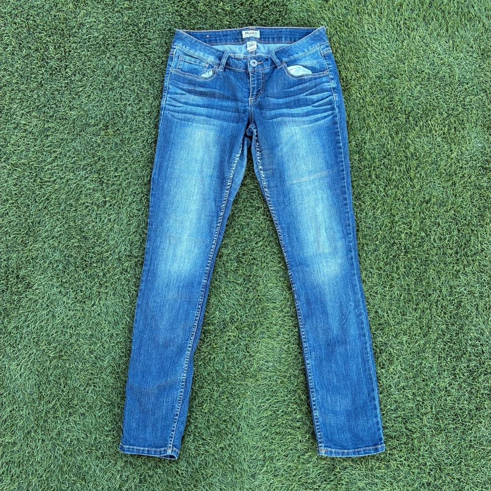 Y2K Mudd Women's 30x31 Slim Fit Jeans Medium Wash Denim Blue Faded 90s Classic